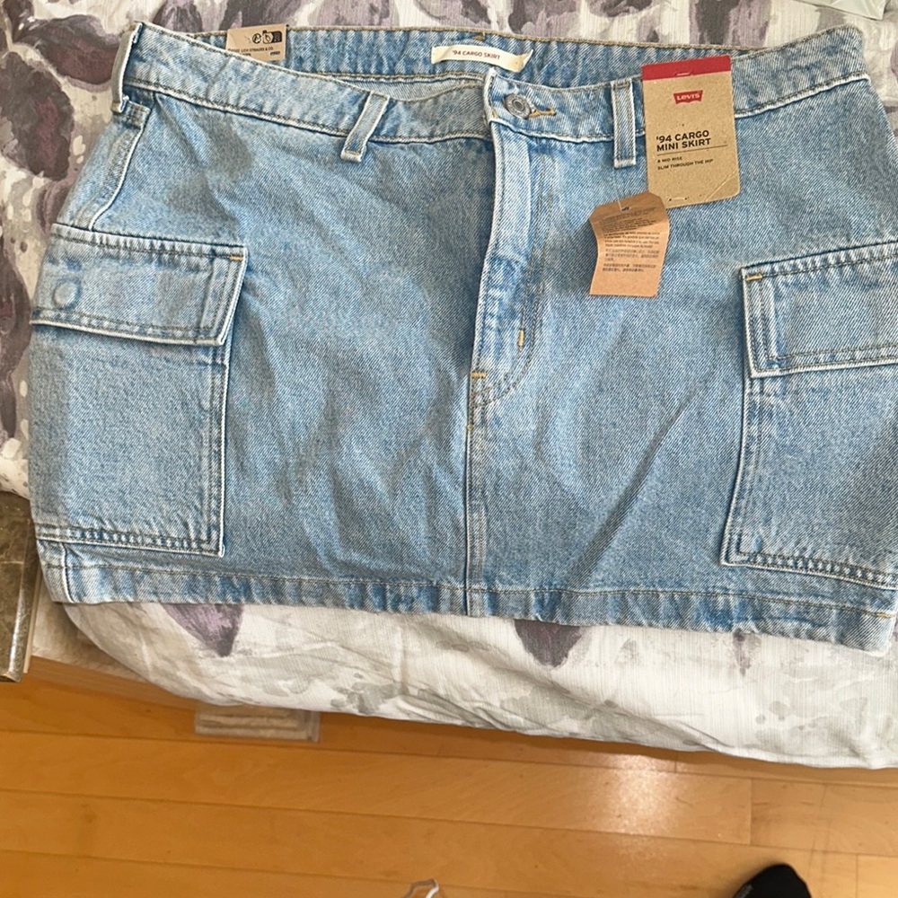 Levi's Light Blue Cargo Denim Skirt